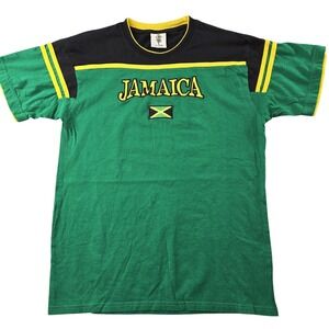 LMS Shirt Mens XL Green Jamaica Embroidered Crewneck Graphic Cotton Jersey